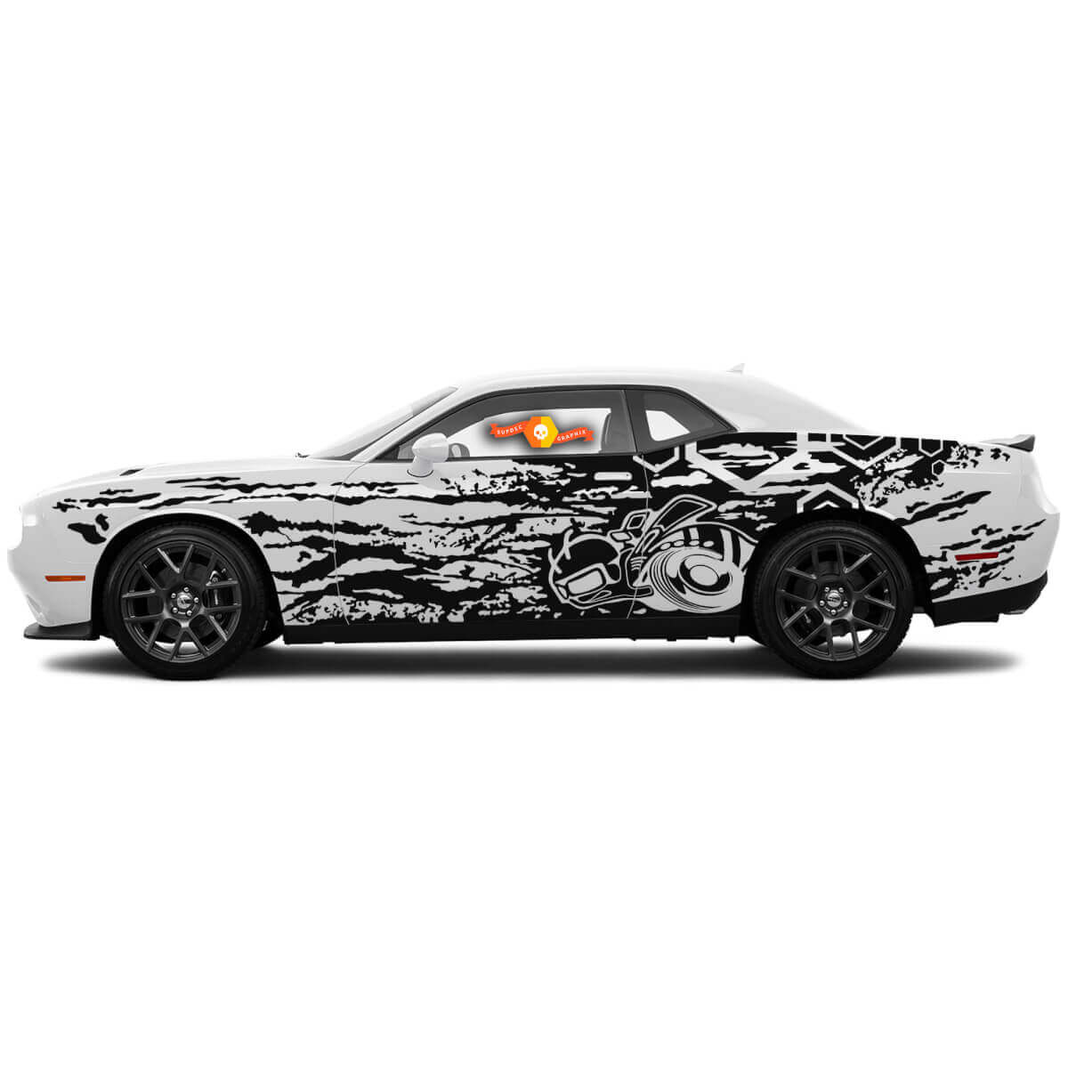 Pair Super Bee Grunge Hexagon Door Side Decals for Dodge Challenger or Charger