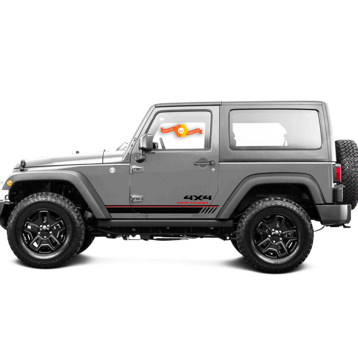 Two Colors Army Star 4x4 Off-road Red-line Rocker Panel Vinyl Decal Sticker for Jeep Wrangler