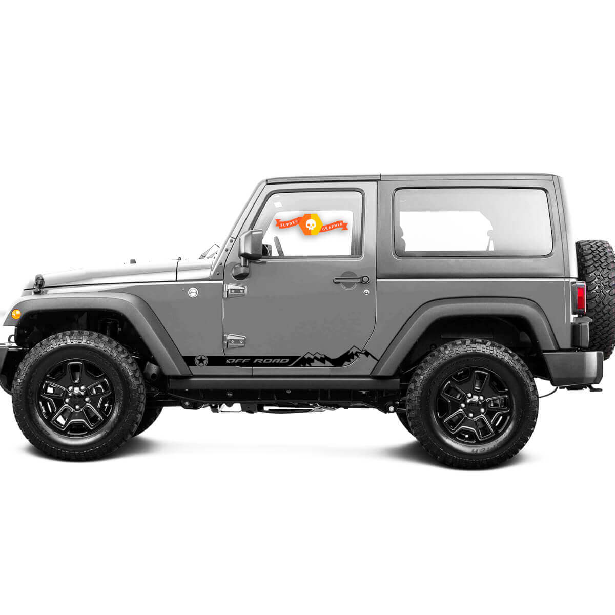 Army Star Mountains Side Door Rocker Panel Vinyl Decal Sticker for Jeep Wrangler Door