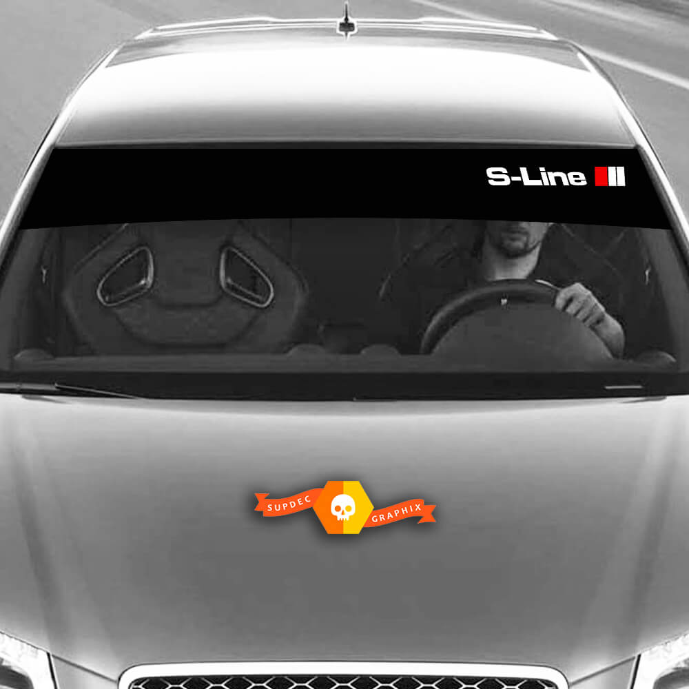 Vinyl-Abziehbilder Grafikaufkleber Windschutzscheibe S-Line Audi Sunstrip Racing 2022