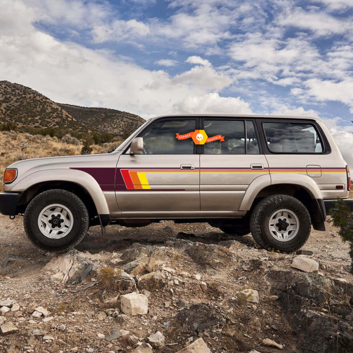 Retro Side Stripe Vinyl Decals Kit for Toyota Land Cruiser