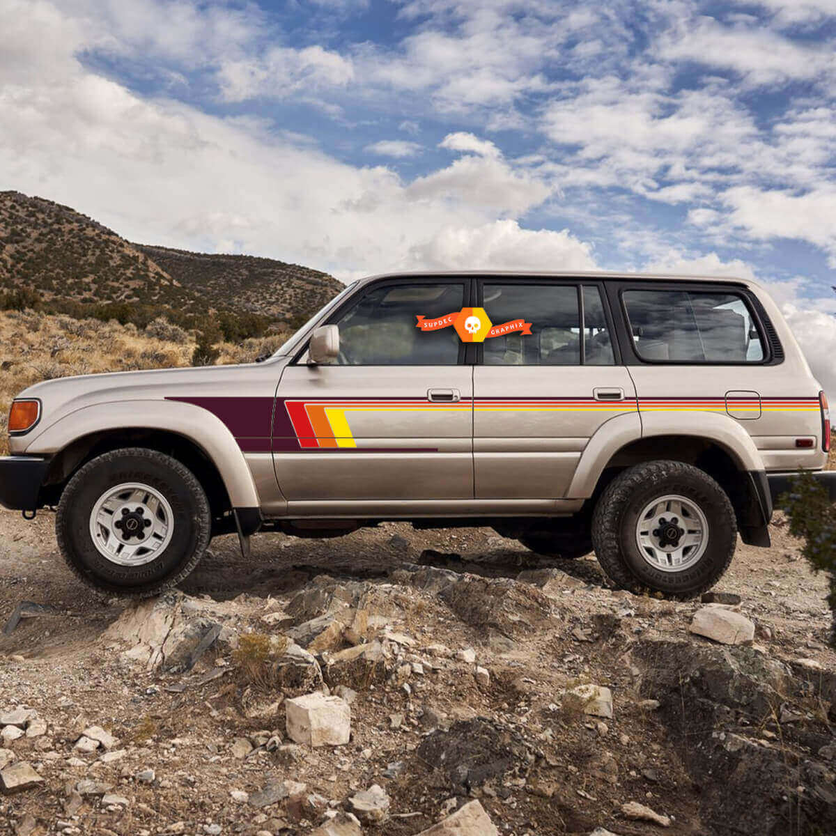 Retro Side Stripes Vinyl Decals Kit for Toyota Land Cruiser