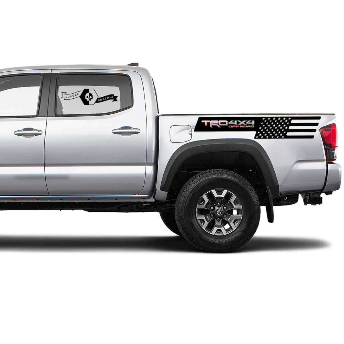 USA Flag TRD 4x4 Off-Road Bedside Vinyl Decal Sticker for Toyota Tacoma
