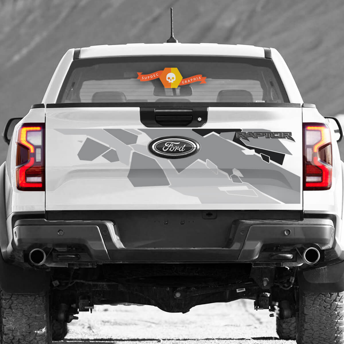Geometric Camouflage Tailgate Vinyl Decal Sticker for Ford F-150 Raptor 2022
