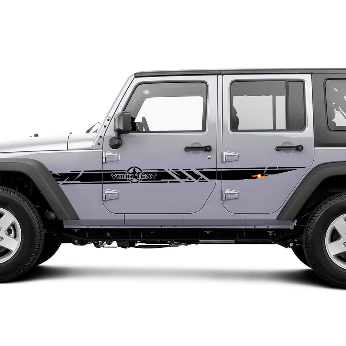 Disctessed Custom Army Star Side Stripes Vinyl Decal Kit for Jeep Wrangler