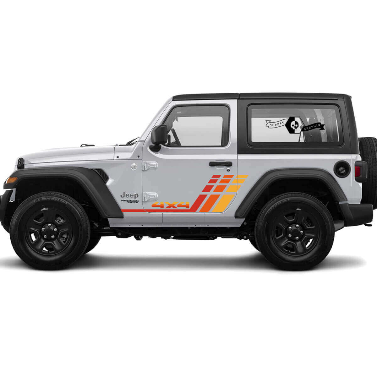 Retro 4x4 Side Stripe Vinyl Decal Kit for Jeep Wrangler 2-Door