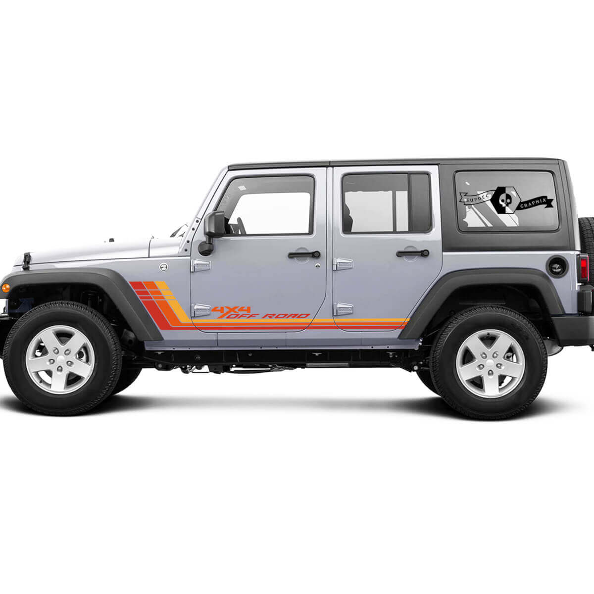 Rubicon Retro Vintage 4x4 Off-Road 4 Doors Racing Stripe Kit Sport Off Road Graphic for Jeep Rubicon
