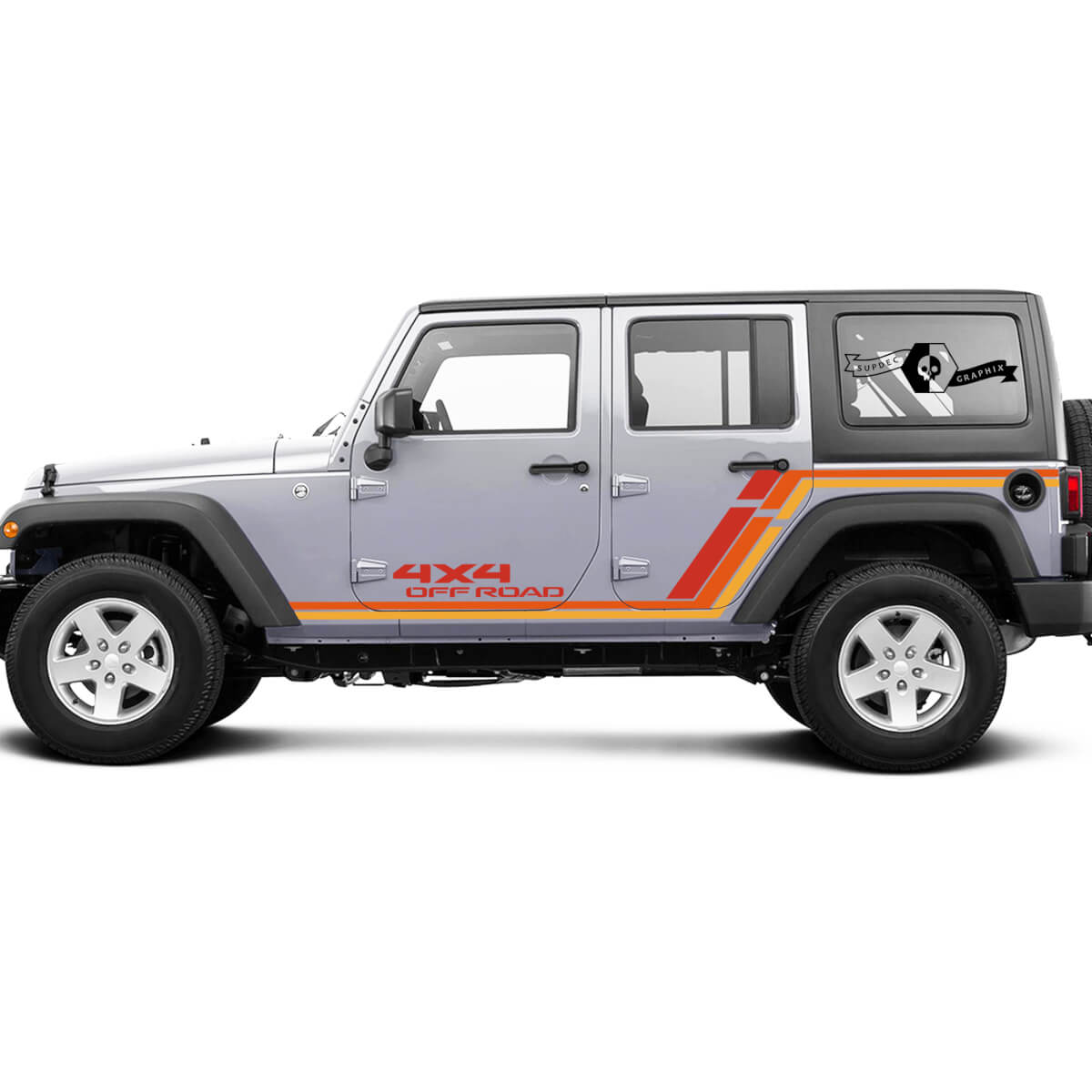 Jeep Rubicon Retro Vintage 4x4 Off-Road 4 doors racing stripe kit long Off Road Graphic Kits