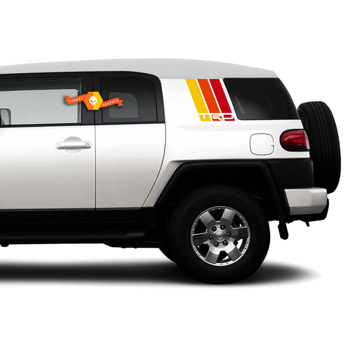 TRD Retro Style Rear Side Stripes Vinyl Decal Kit for Toyota FJ Cruiser