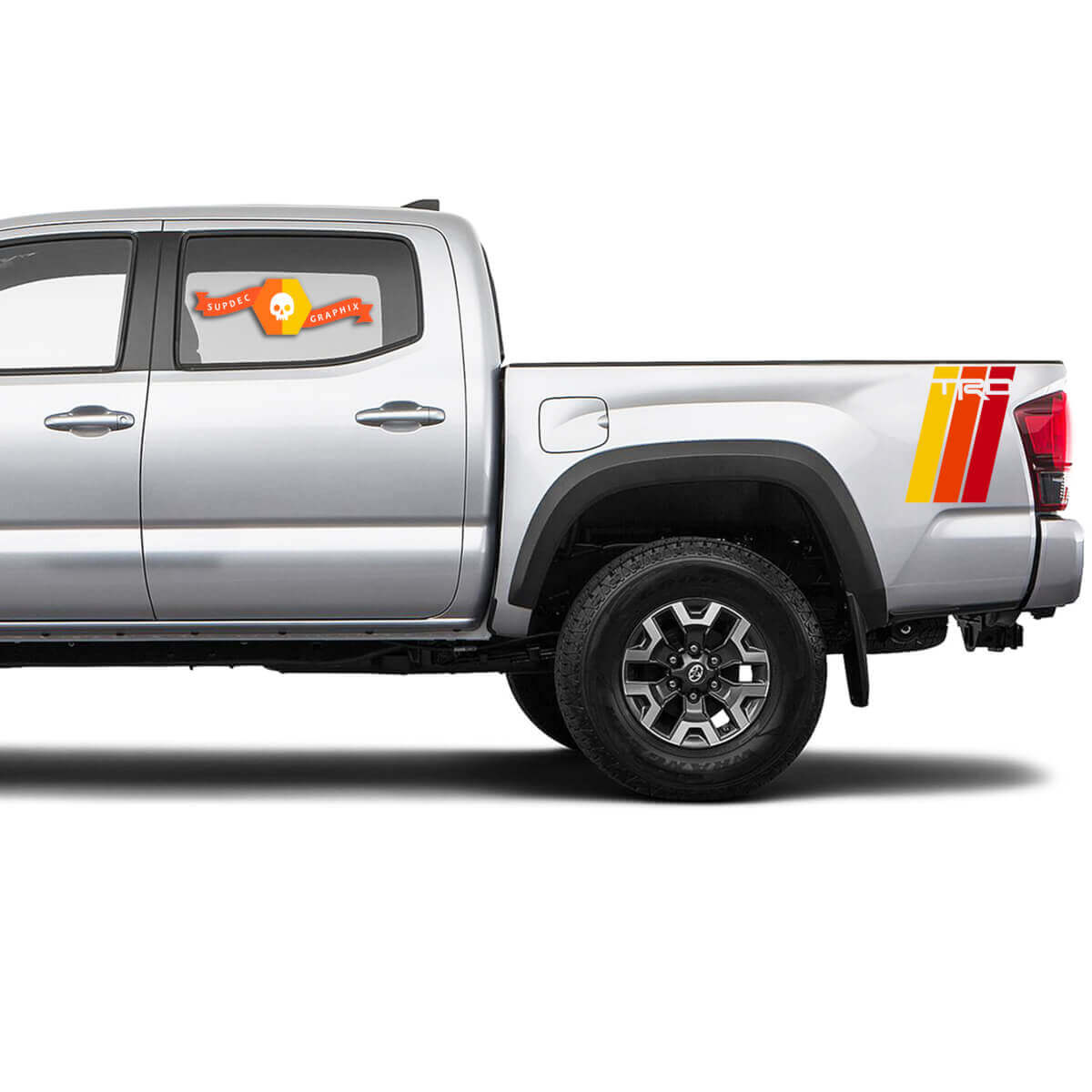 Retro TRD-Style Bedside Stripes Vinyl Decal Pair for Toyota Tacoma