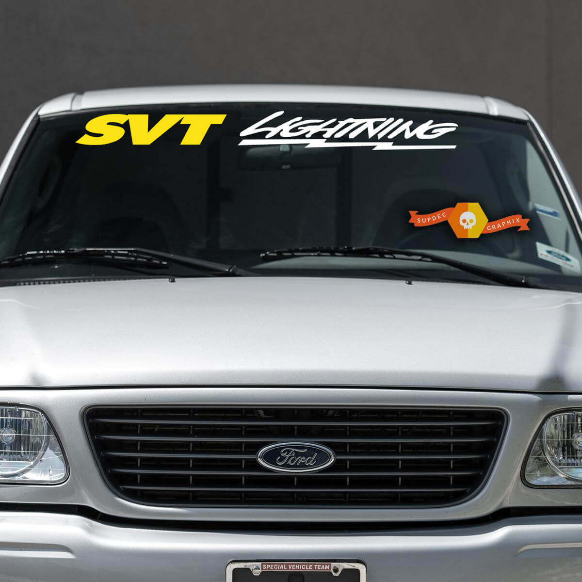 Lightning Windshield Banner Window Topper Vinyl Sticker Decal 2 Colors for Ford SVT