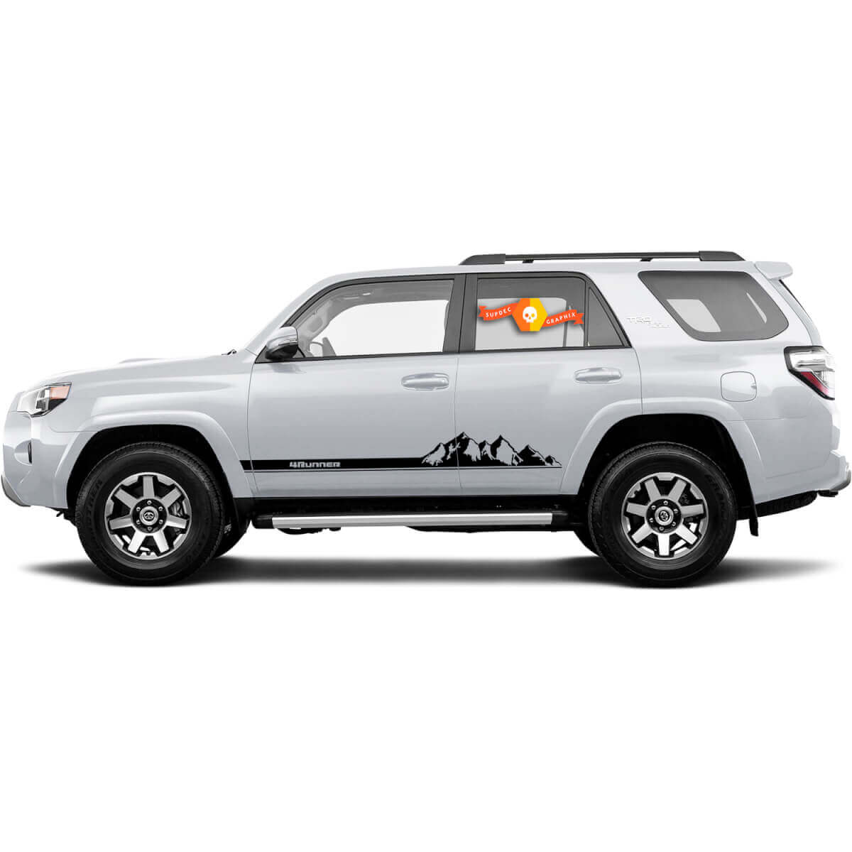 2x Mountains 4Runner Side Doors  Mountain Vinyl Decals stripe Stickers for Toyota 4Runner 2010 - 2021  TRD 
