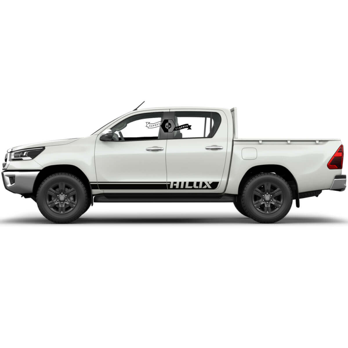 Pair Toyota Hilux Modern Rally Doors Stripe Side Rocker Panel Vinyl Stickers Decal Graphic