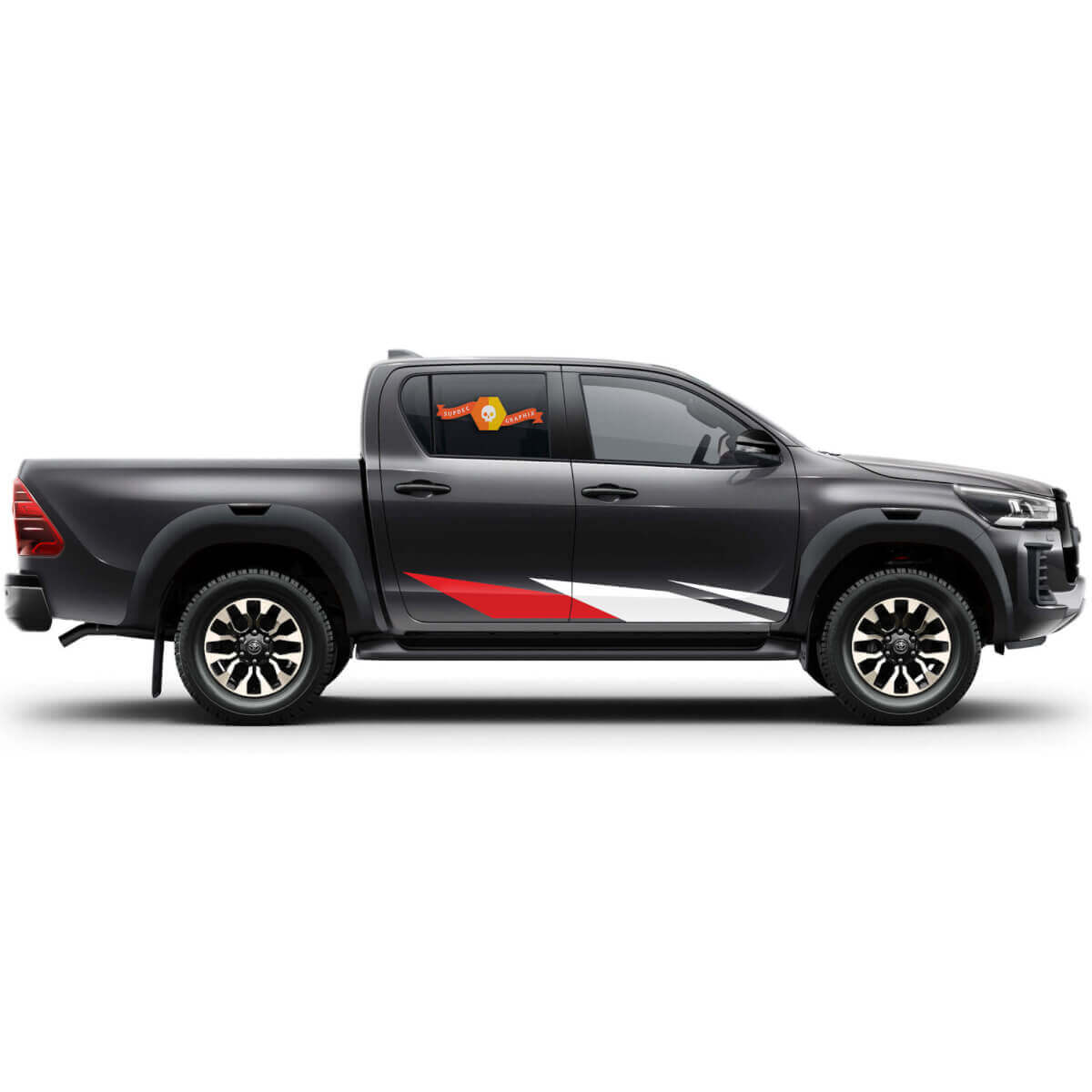 Pair Toyota Hilux 2022 Rally Doors Stripe Side Splash Rocker Panel Vinyl Stickers Decal Graphic