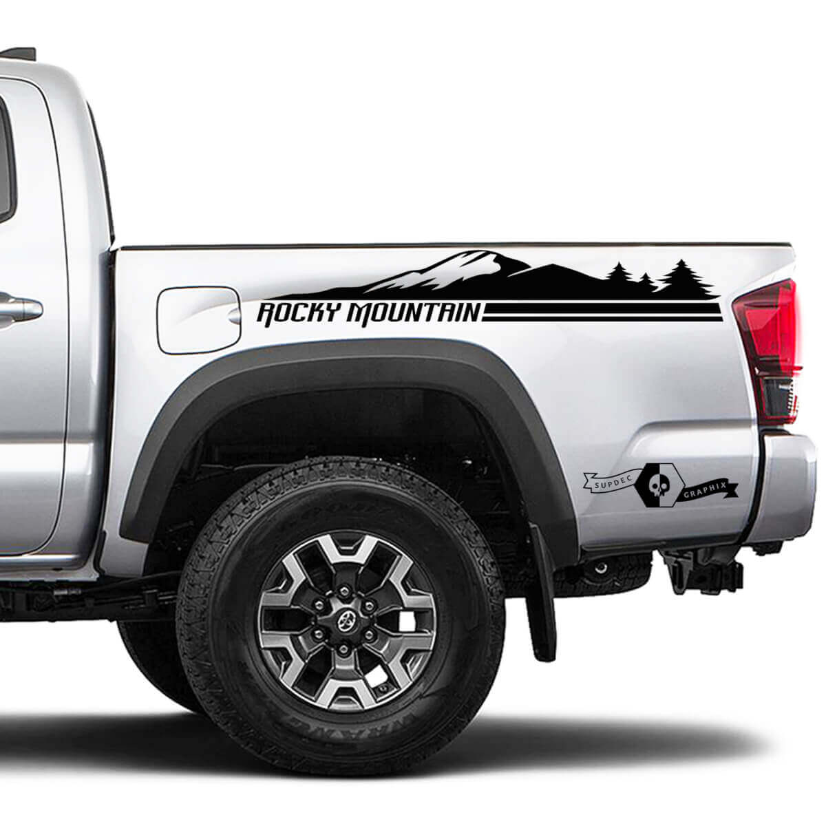 Pair Toyota Tacoma Side Bed Rocky Mountain Forest Decal Sticker Graphics