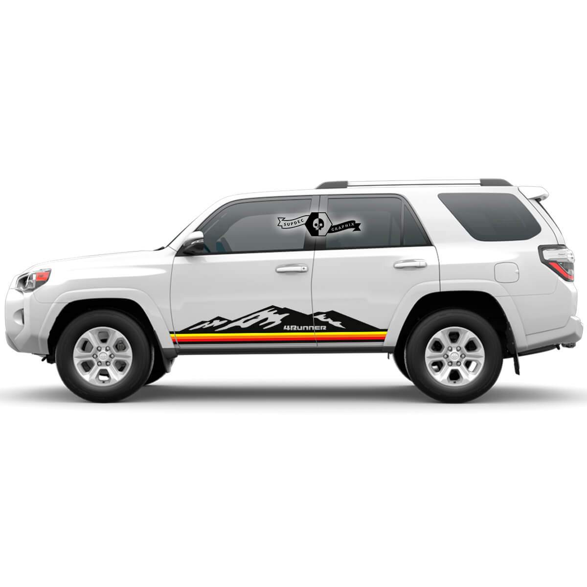 Mountains & Retro Straight Stripes Side Door Vinyl Decal Sticker for Toyota 4Runner