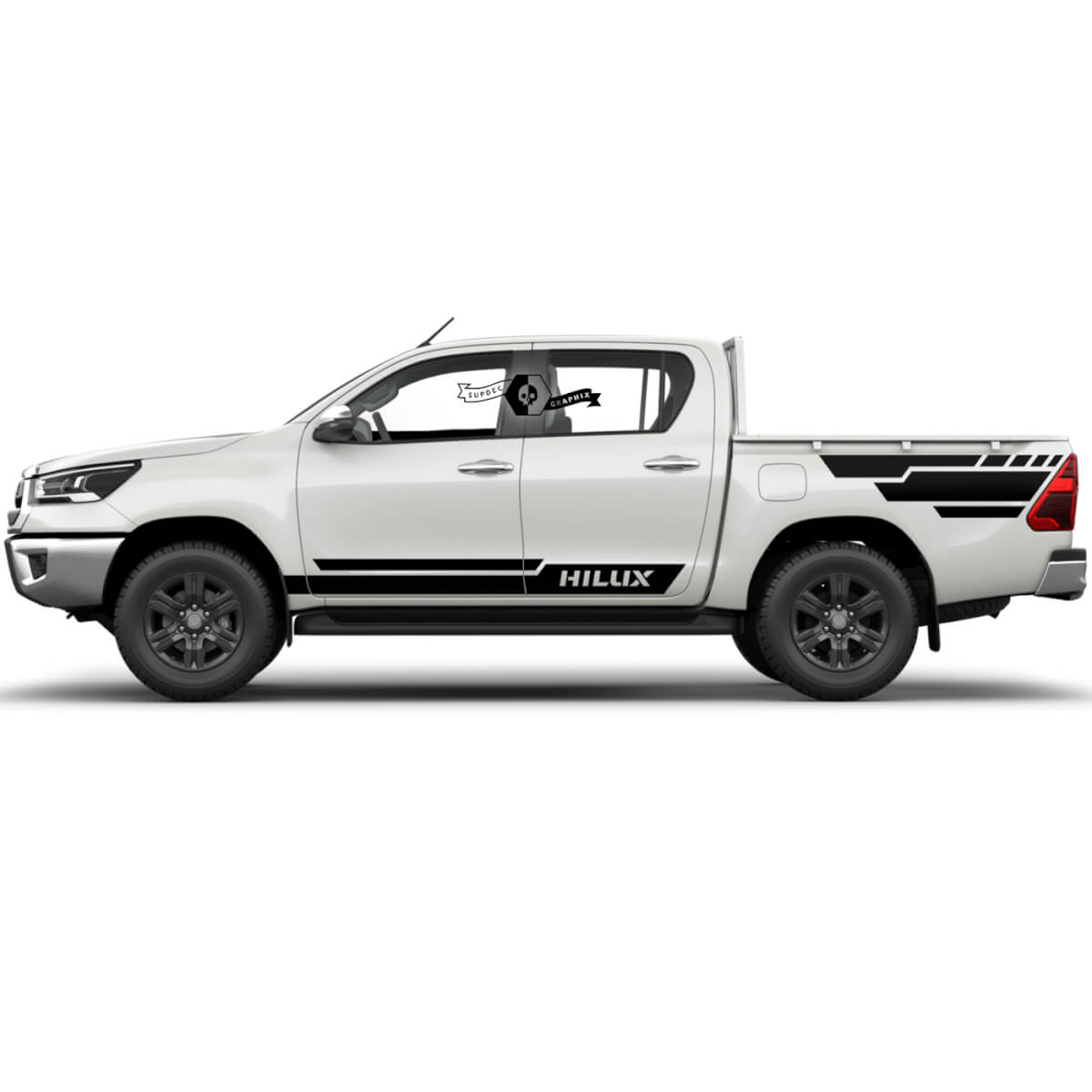 Pair Toyota Hilux 2022 Rally Doors Bed Side Splash Modern WRAP Vinyl Stickers Decal Graphic