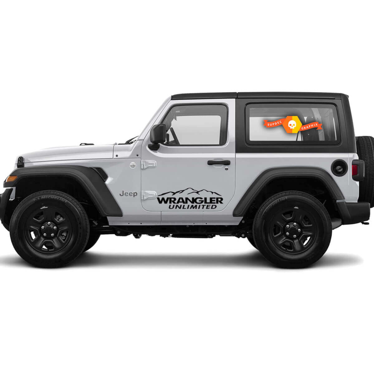 Mountain Door or Hood Decal Sticker Graphics Vinyl 2 Pack for Jeep Wrangler Unlimited
