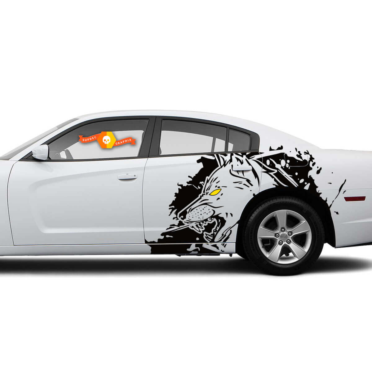 Pair X-Large Wolf Side Splash Wrap Decals Stickers Two Colors for Dodge Challenger Charger