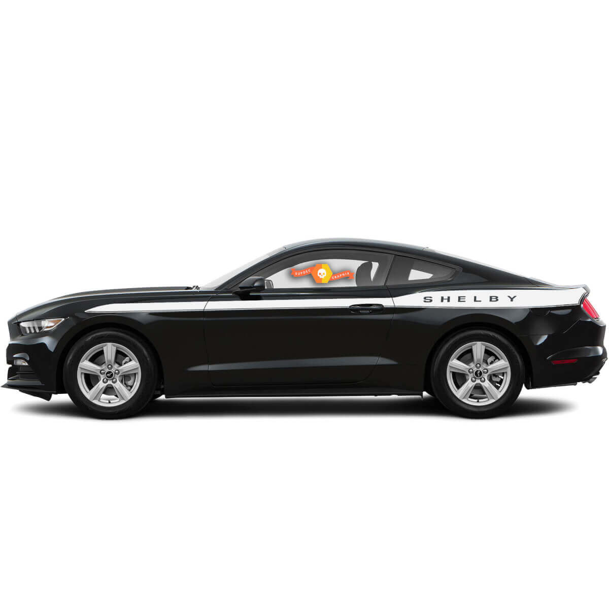 Shelby Custom Logo Side Stripe Vinyl Decal Sticker Graphic Kit Pair for Ford Mustang 2015-2017