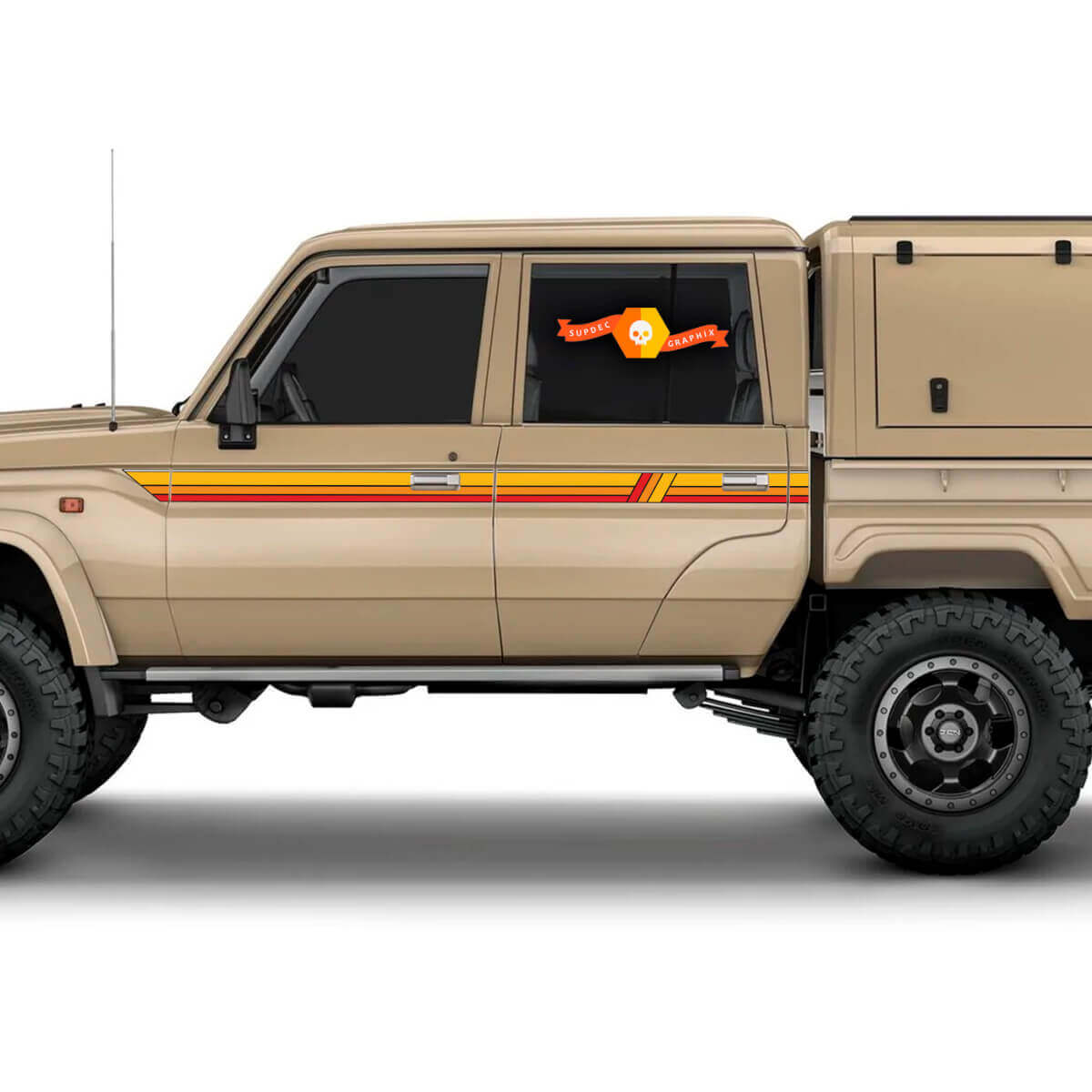 2 TOYOTA Land Cruiser LANDCRUISER Cab LC79 Stripes RED EARTH Colors Sunset Graphics Stripes