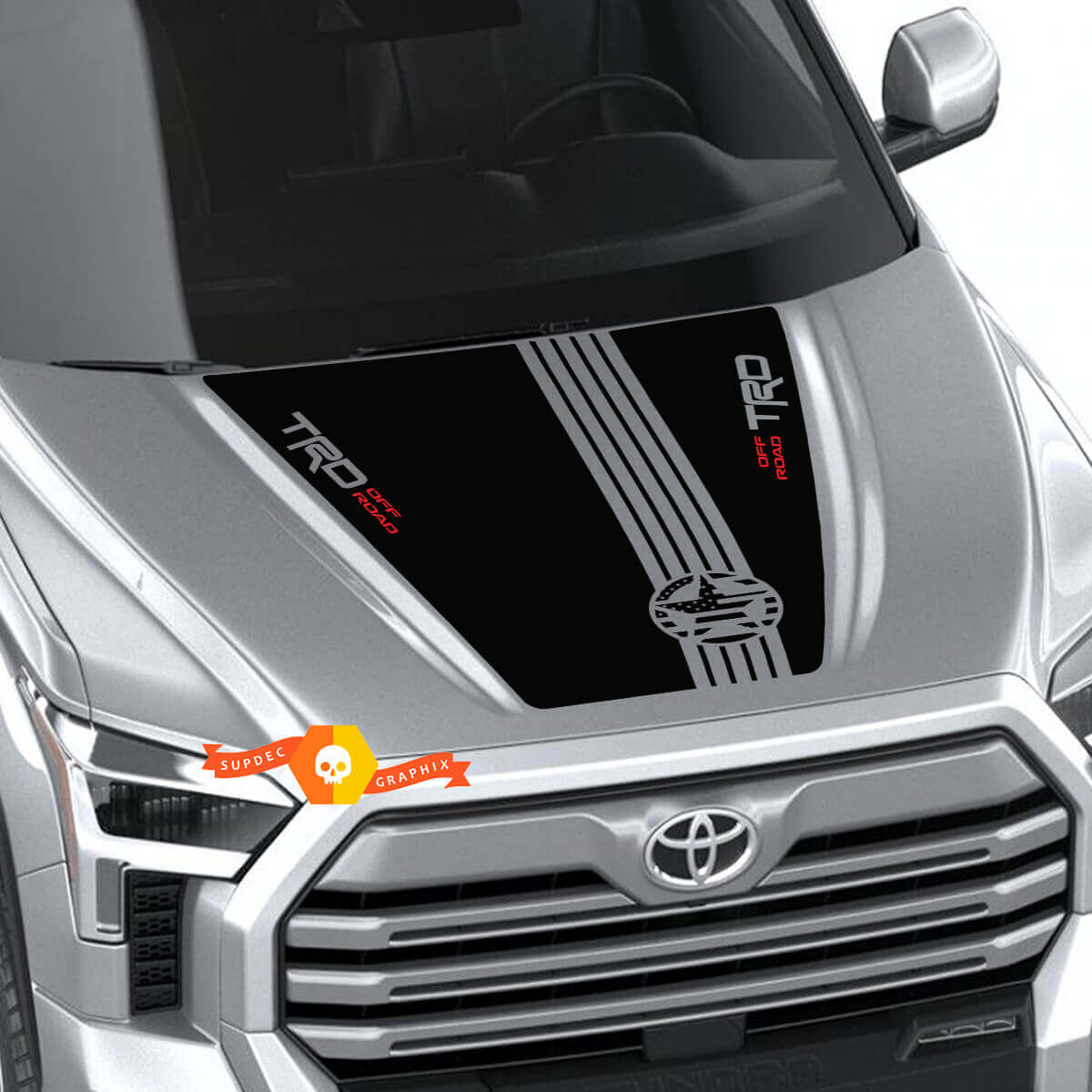 TRD Military Star USA Flag Hood Vinyl Decal Sticker for Toyota Tundra 2022