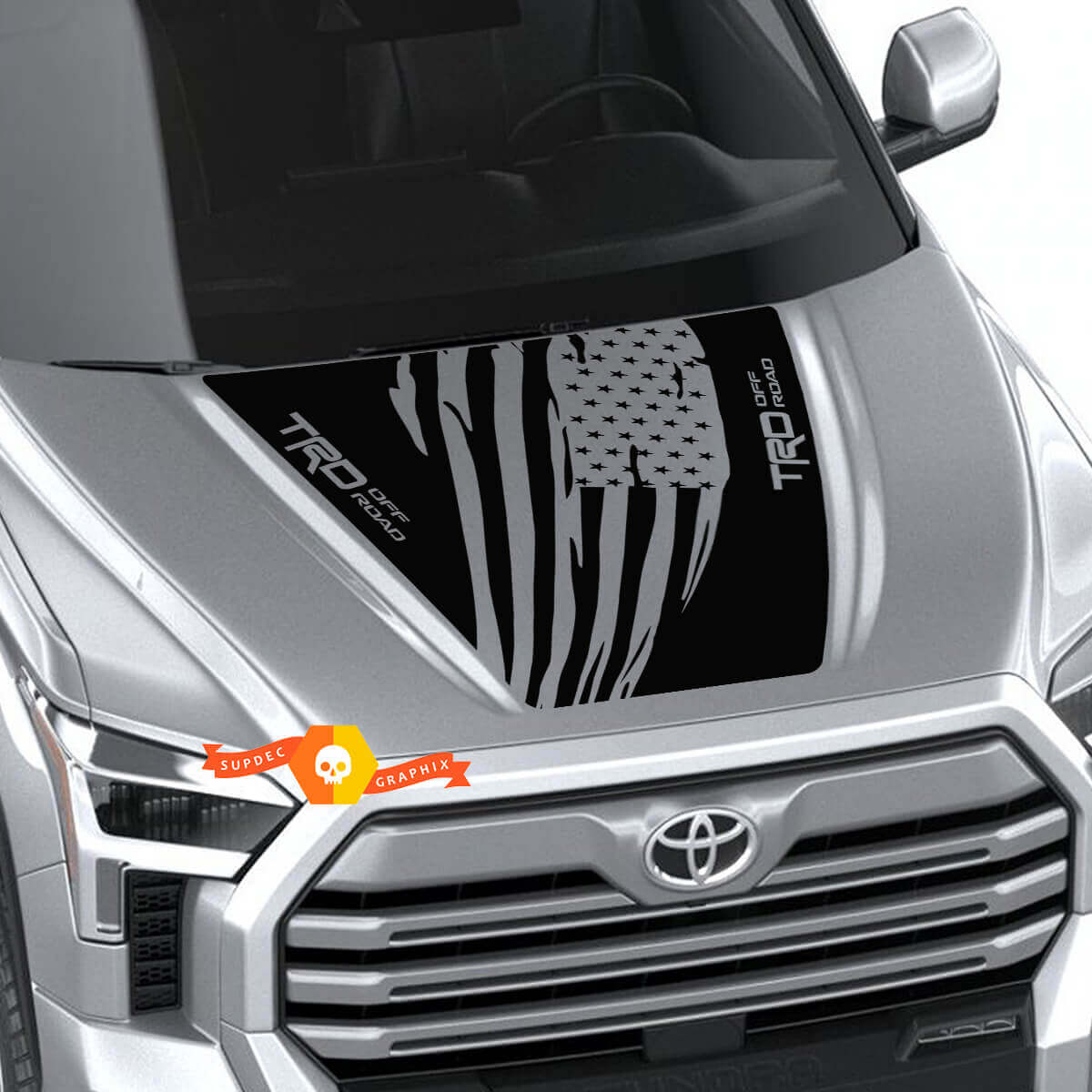 New Toyota Tundra 2022 Hood TRD SR5 USA Flag Wrap Decal Sticker Graphics SupDec Design