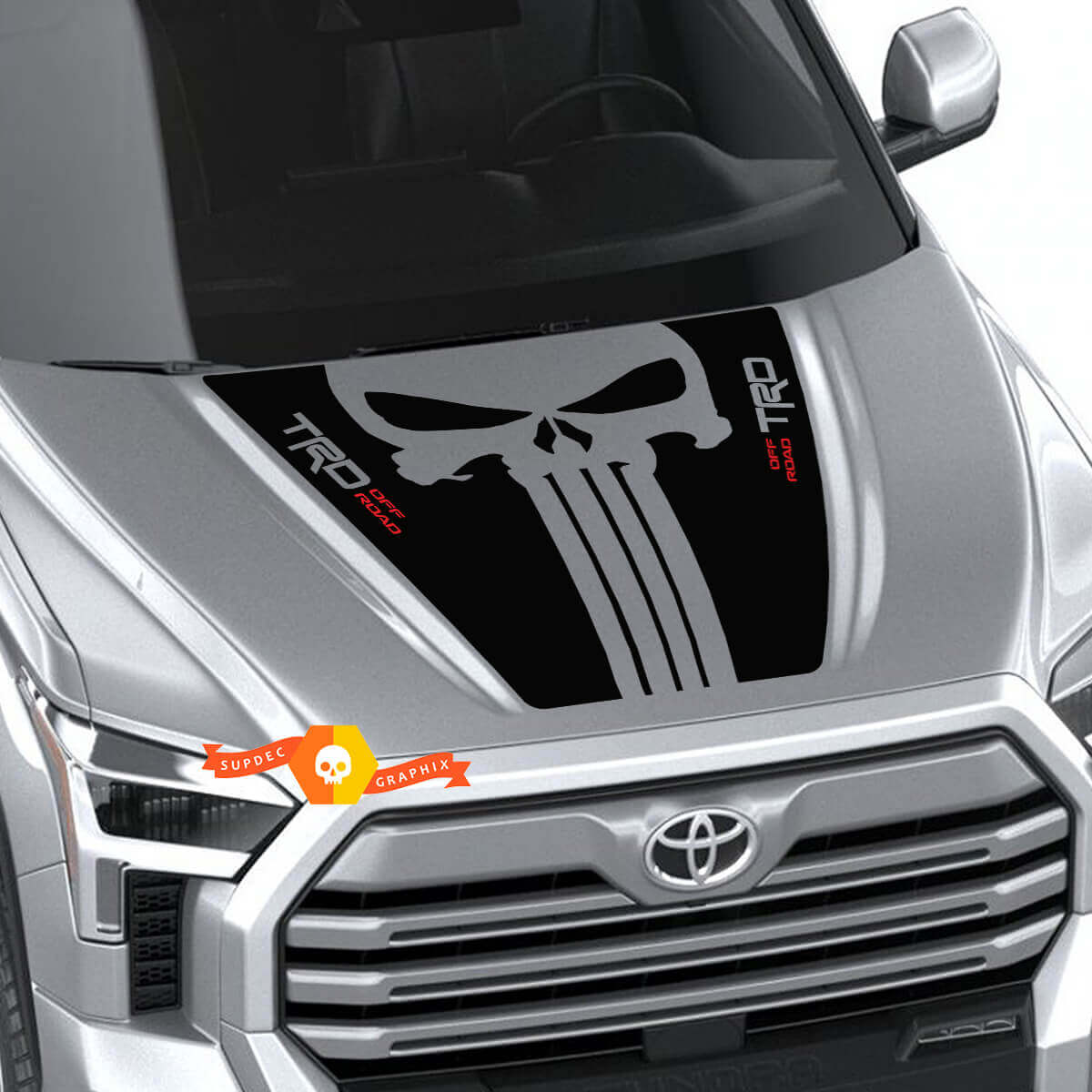 TRD Punisher Style Hood Vinyl Decal Sticker for Toyota Tundra 2022