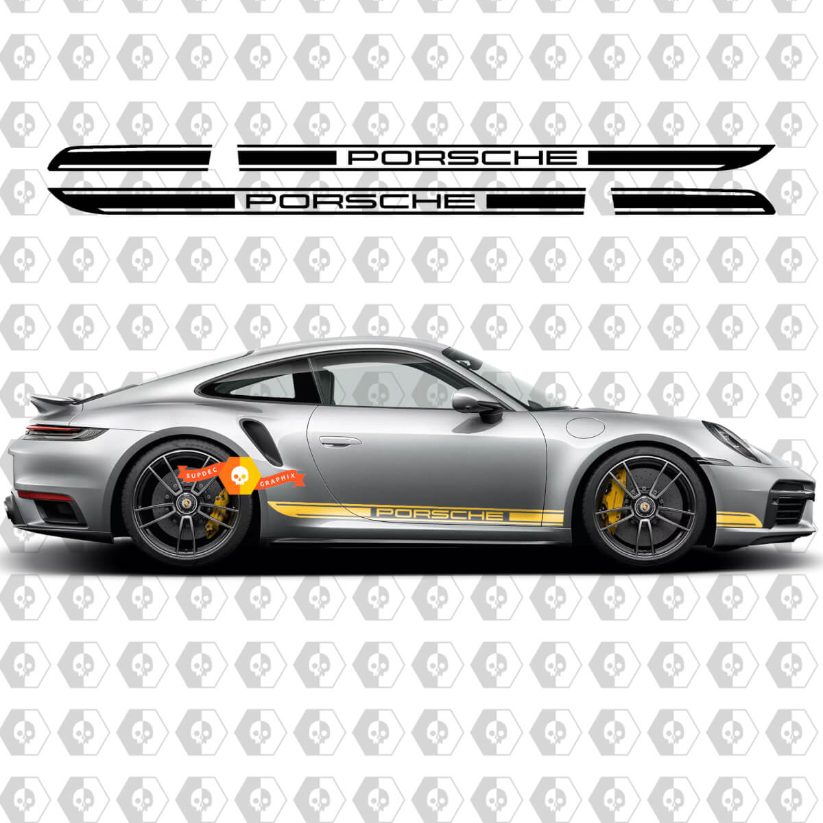 Porsche 911 Turbo Side Stripes Kit Decal Sticker 