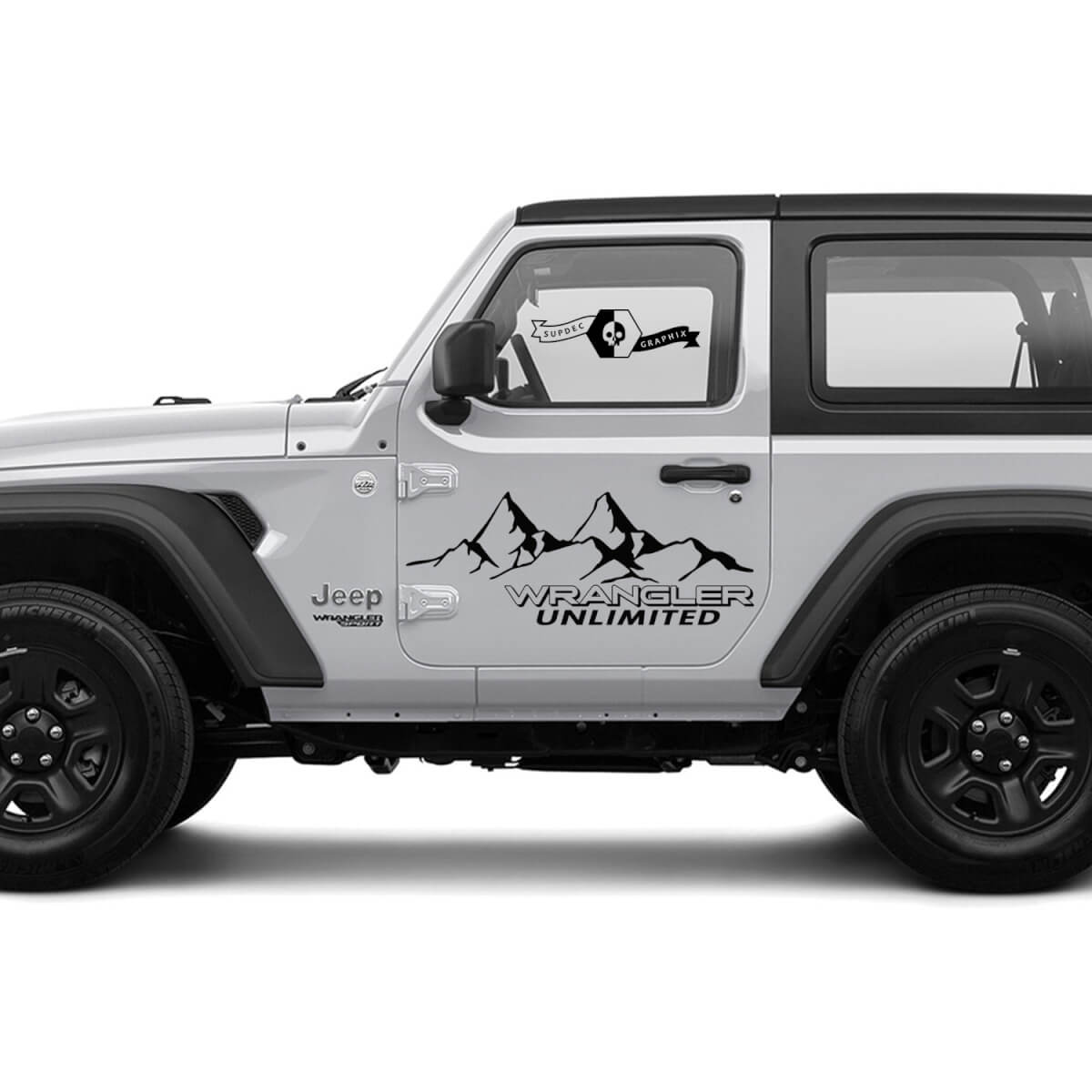 2 New JEEP Wrangler Unlimited Door Decal Sticker 4x4 off-raod Mountains  side Graphics Decal Sticker