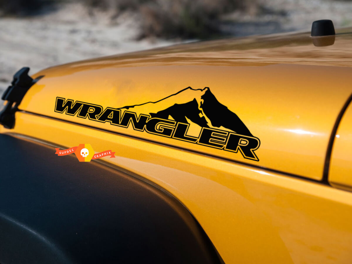 2 New JEEP Wrangler Hood Mountains Side Graphics Decal Sticker