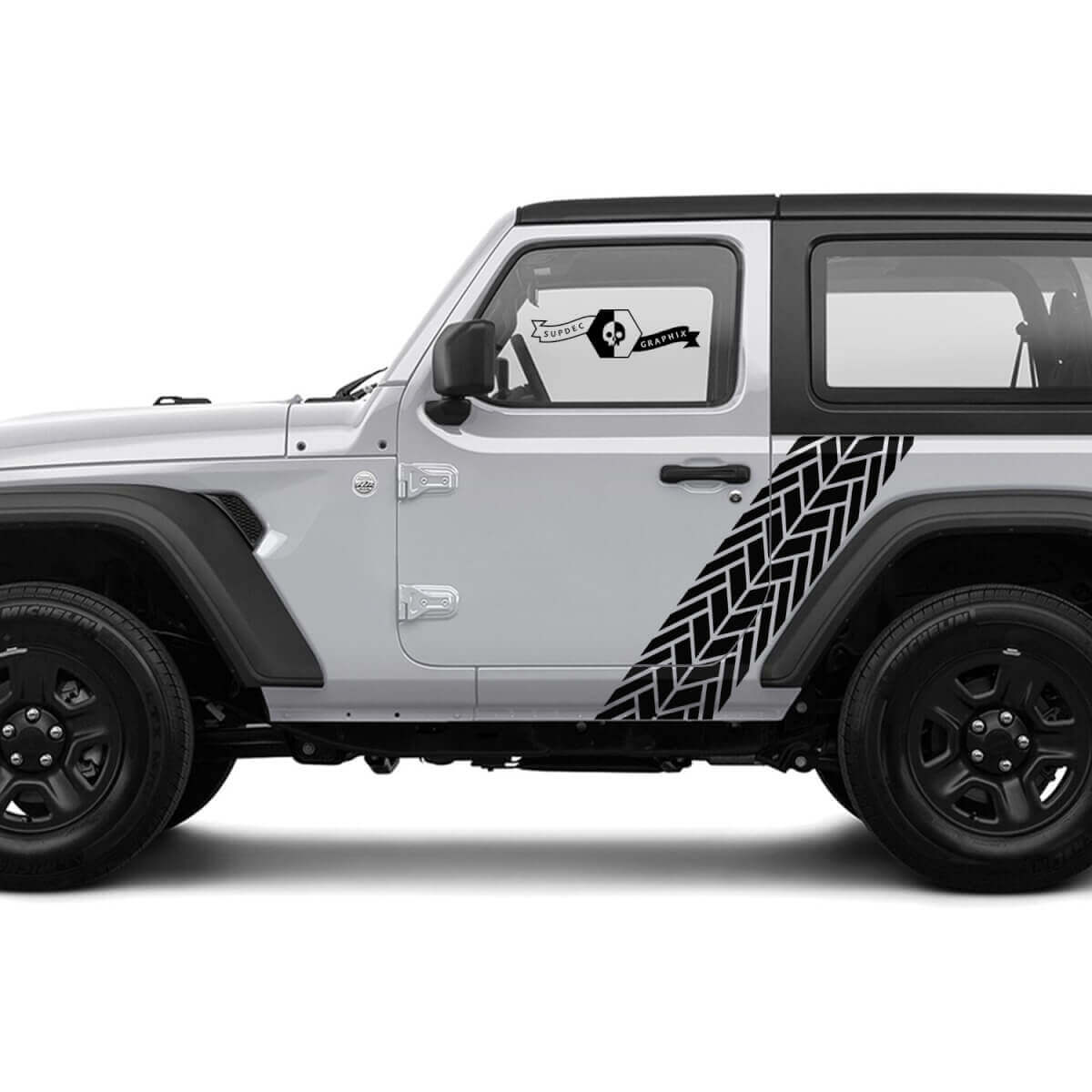 Stripe with Tire Track Side Door Vinyl Decal Sticker for Jeep Wrangler