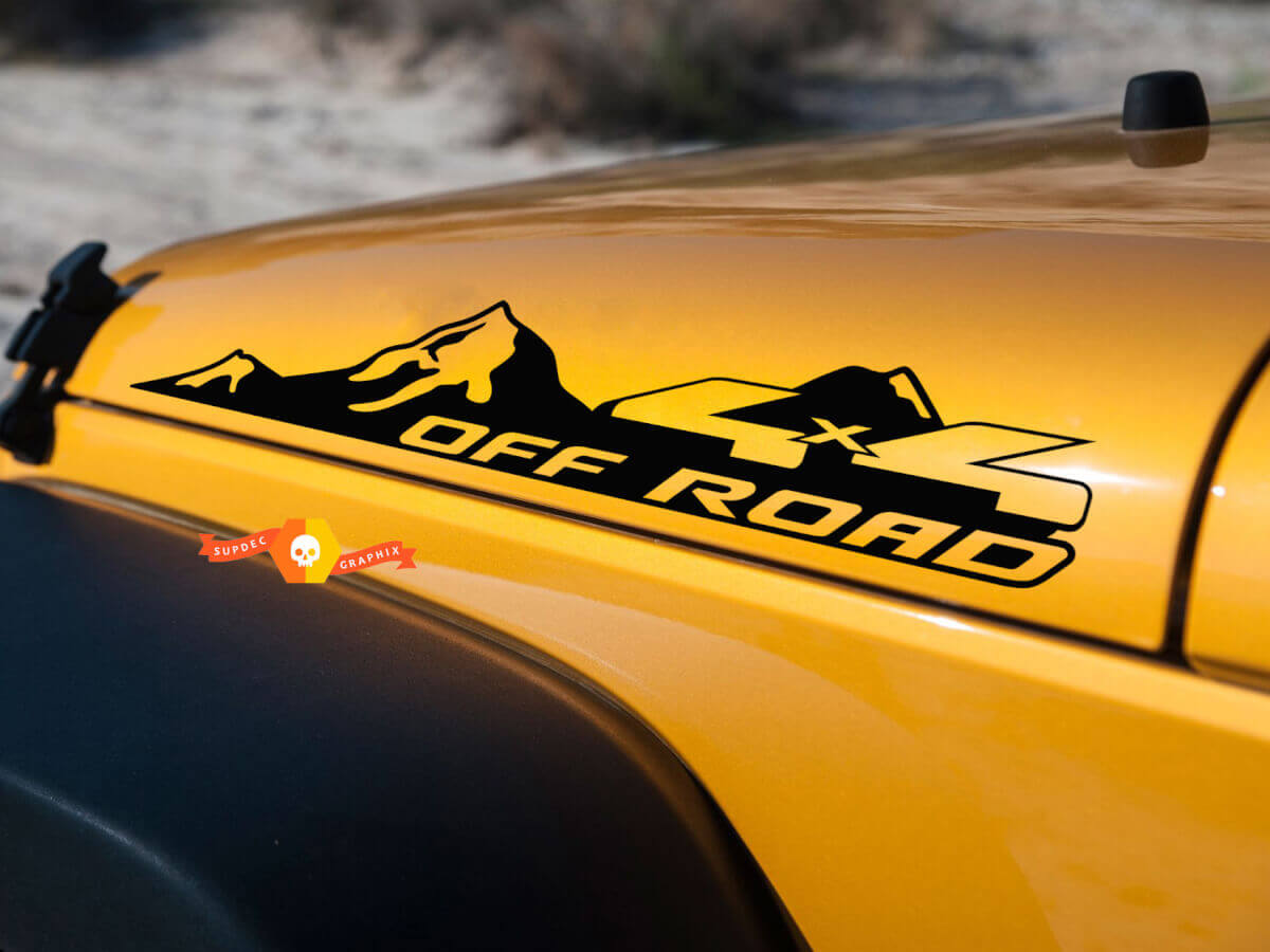 4x4 Off-Road Mountains Hood Vinyl Decal Sticker for Jeep Wrangler