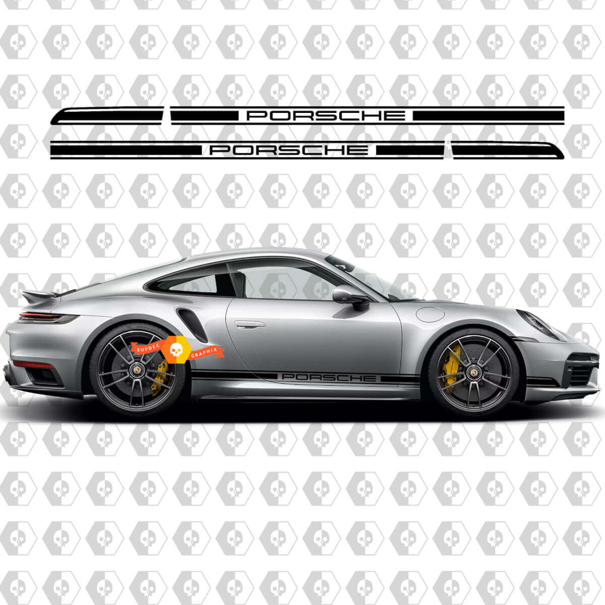 Porsche 911 718 Tycan Turbo Side Stripes Kit Decal Sticker 