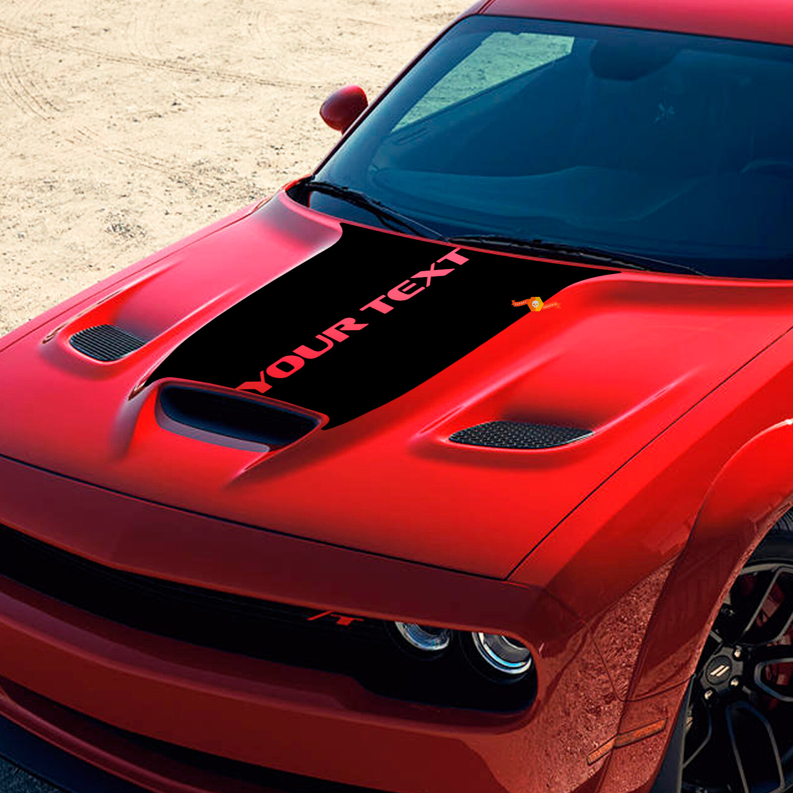 Custom Text Hood Vinyl Decal Sticker for Dodge Challenger 2015-2021