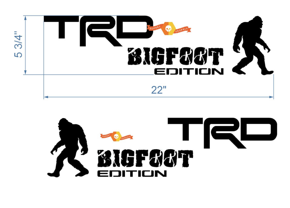 Bigfoot TRD Edition Mountain -Bett -Vinyl -Aufkleber Aufkleber Aufkleber Passform für Tacoma oder Tundra