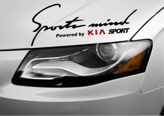 Sports Mind Powered by Kia Hood Vinyl Decal Set For Kia Cars