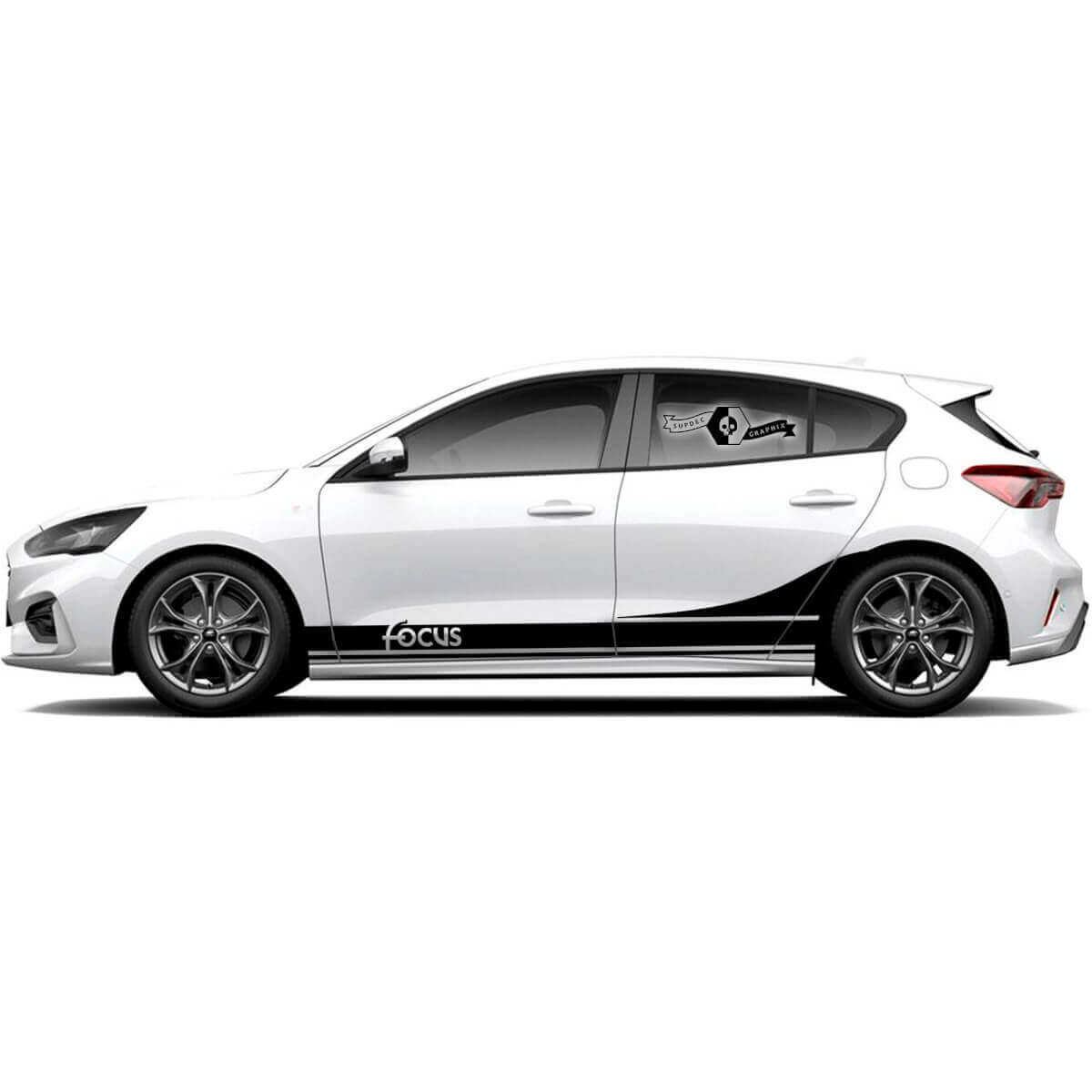 Slanting Line ST-Line EcoBoost Stripe Rocker Panel Vinyl Decal Sticker Graphic Pair for Ford Focus ST 2017-2022