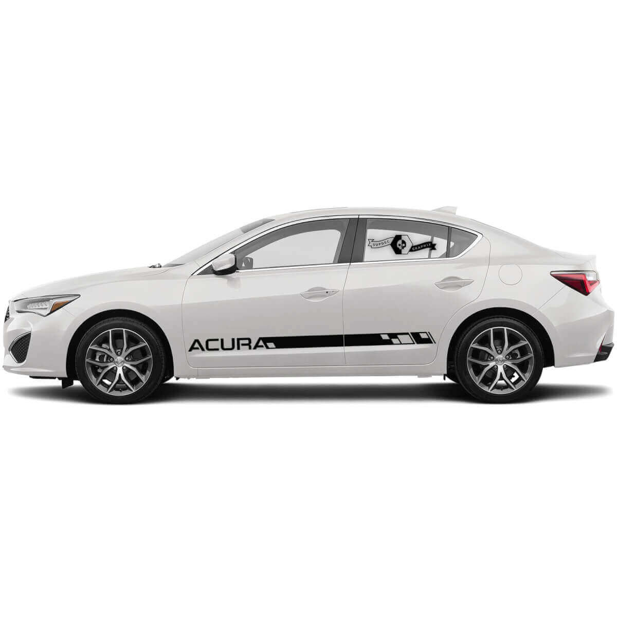 Branded Side Stripes Vinyl Decal Set for Acura Cars