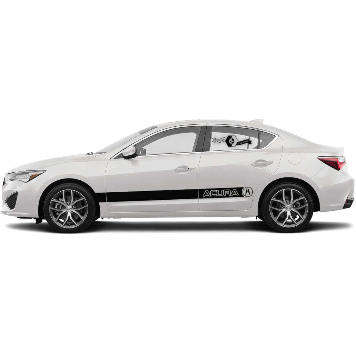 Branded Side Door Stripes Vinyl Decals Kit for Acura ILX TLX RLX