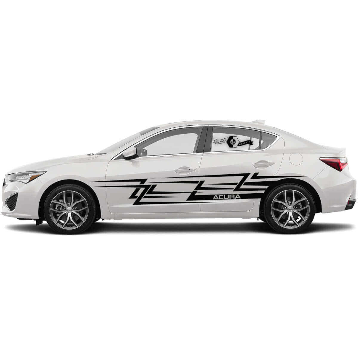 Racing Style Door Side Stripes Vinyl Decal Kit for Acura ILX TLX RLX