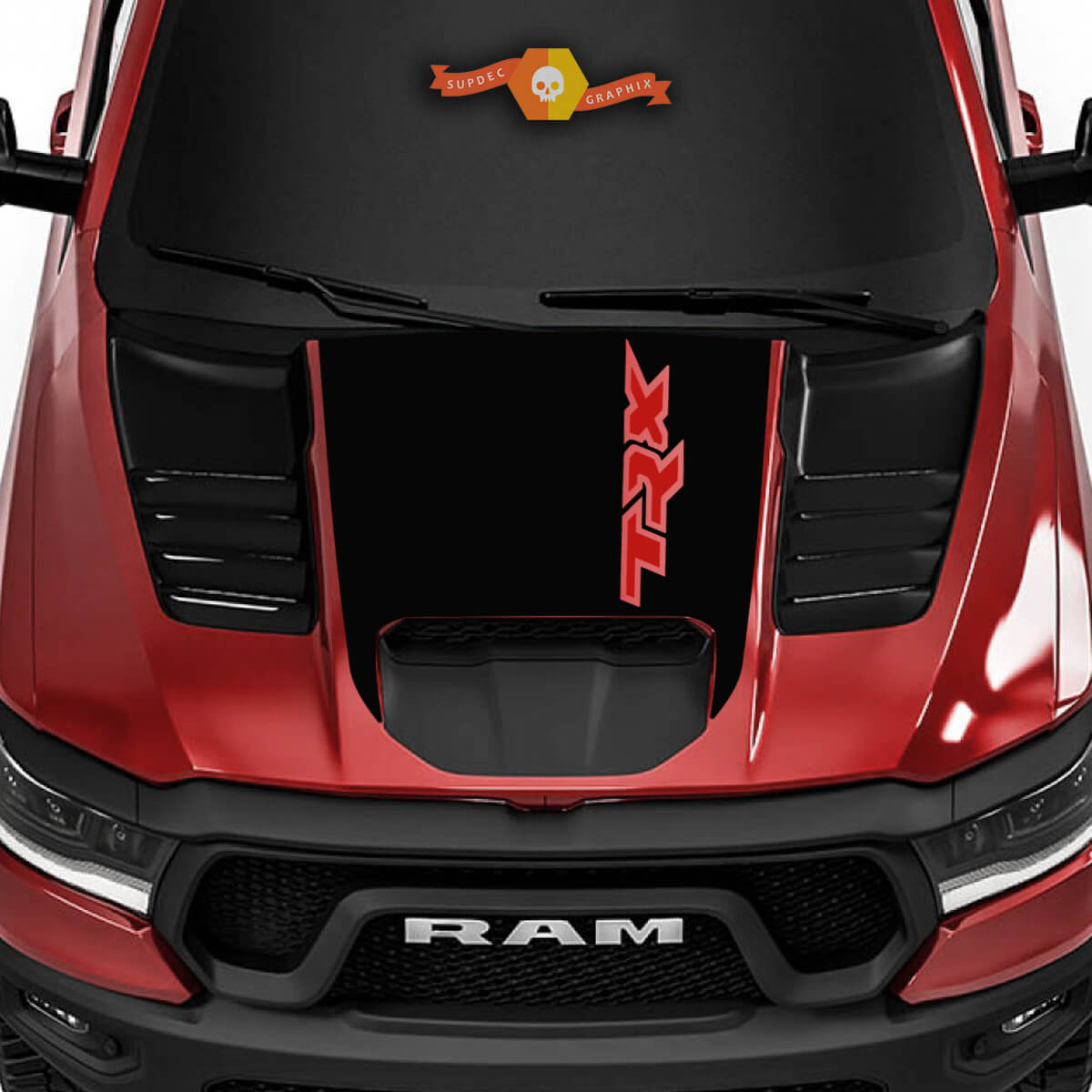 Dodge Ram Rebel 2022+ 1500 TRX Hood 2 Farben TRX Truck Vinyl Aufkleber Grafiken