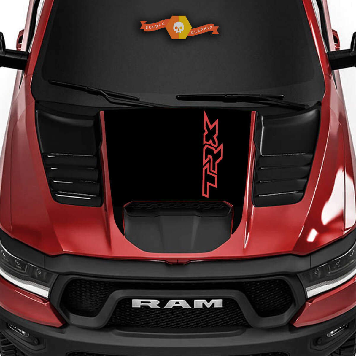 TRX Style Blackout Hood Vinyl Decal for Dodge Ram Rebel 1500 TRX