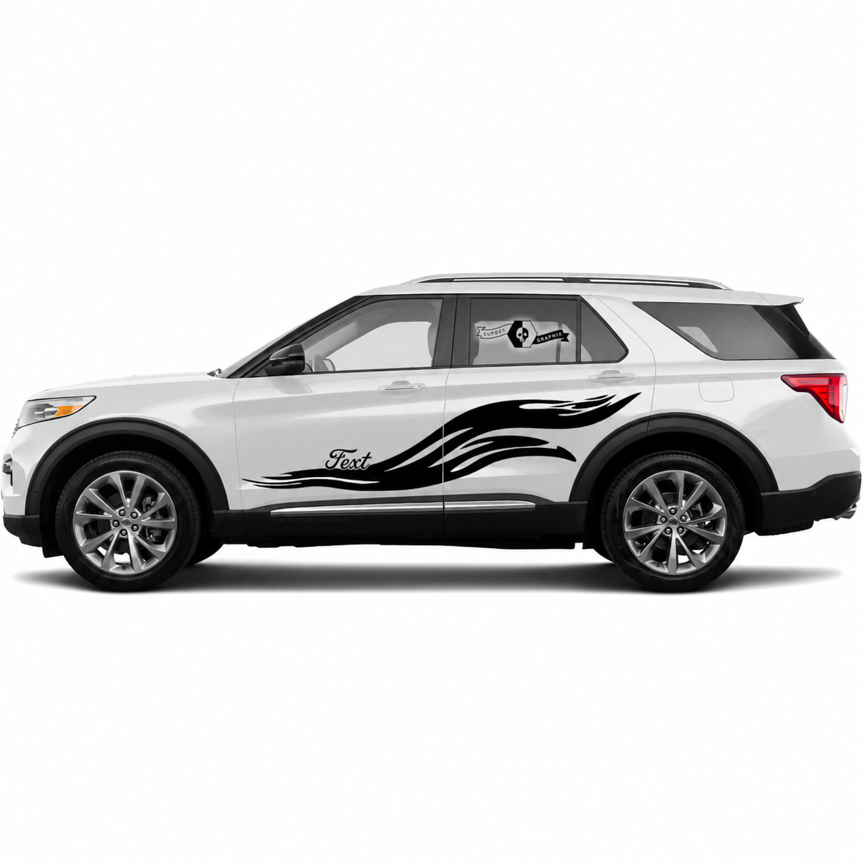 Text Flame Wave Pair Door Rear Fender Vinyl Decal Sticker for Ford Explorer