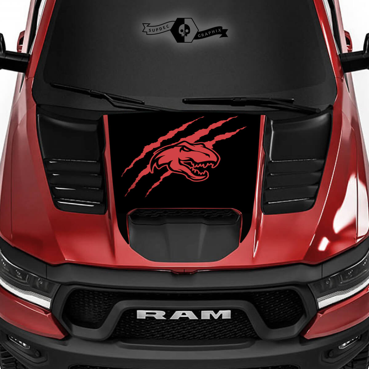 Dodge Ram Rebel 2022+   2023+ 1500 TRX T-Rex Hood Scratch Claws TRX Truck Vinyl Decal Graphic