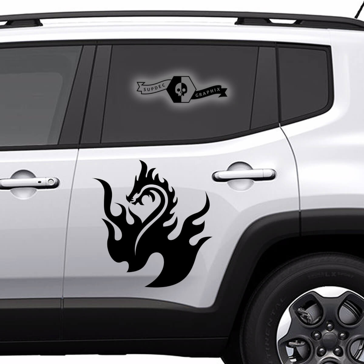 Pair Any Car Logo Modern Door ANIMALS Dragon Side Doors stripes decals Graphic Kit