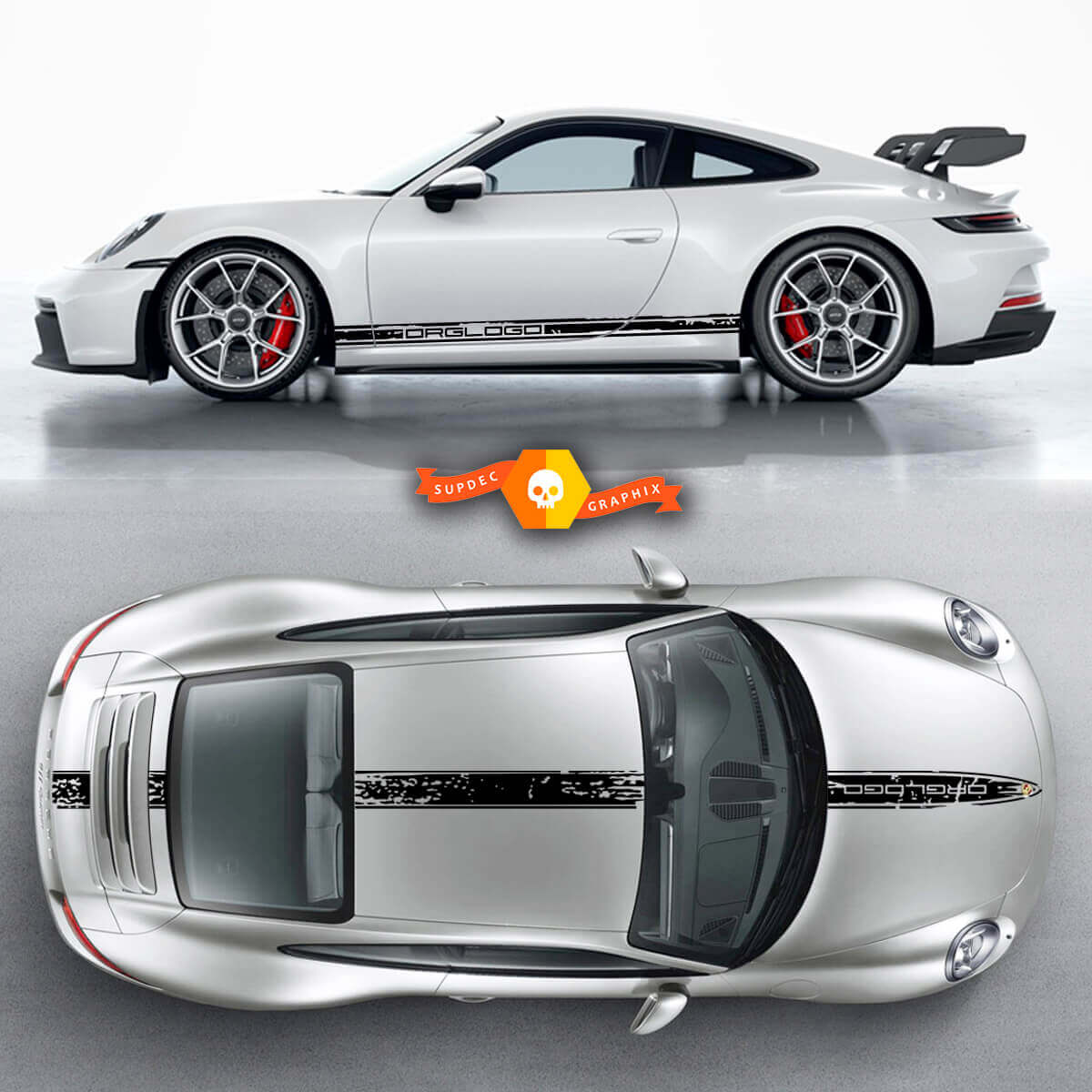 2 Porsche 911 Porsche Carrera Rocker Panel Hood Roof Side Stripes Doors Kit Decal Sticker 