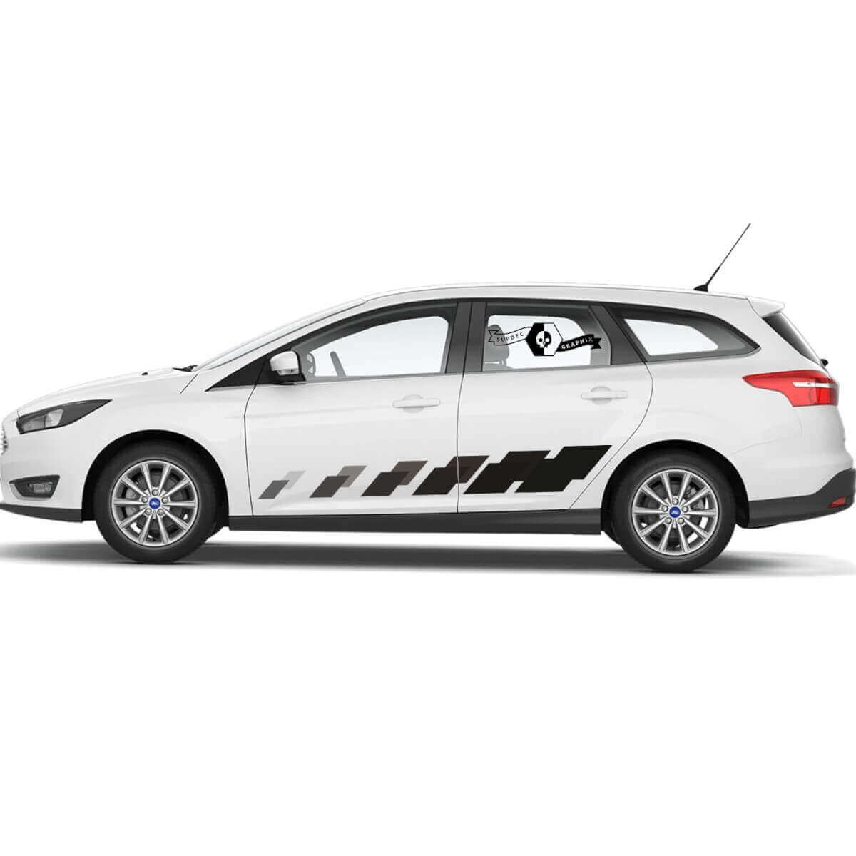 Racing Checkered Stripes Doors Side Vinyl Decal Sticker For Ford Focus 2021+