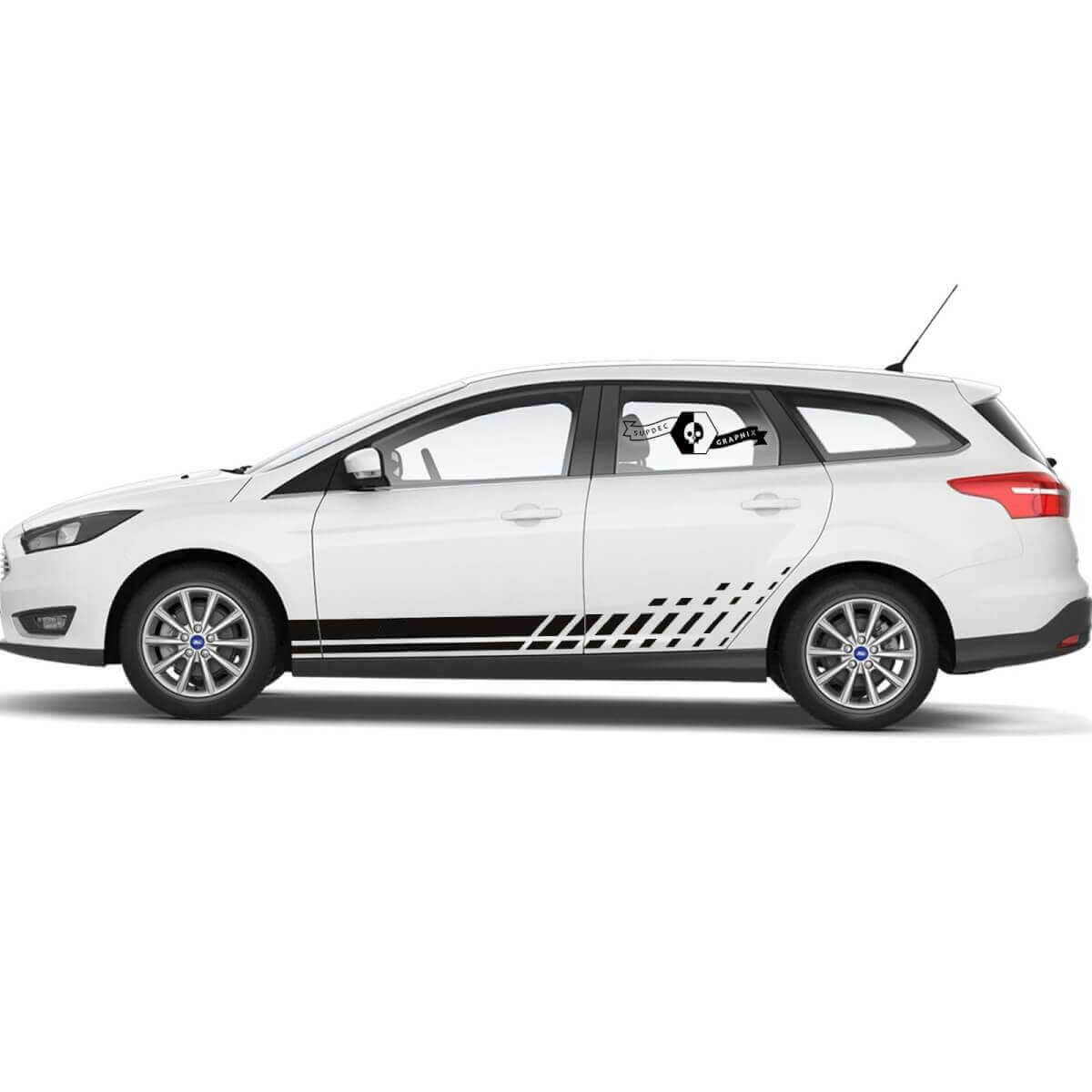 Side Door Rocker Panel Racing Stripe Vinyl Decal Sticker Set Of 2 for Musclecar Focus 2021+