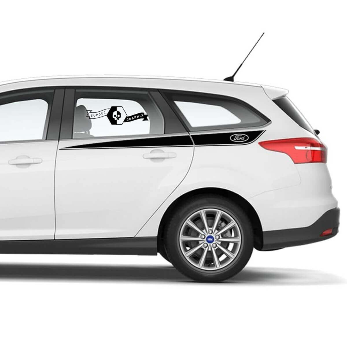 Fender Door Logo Racing Stripe Vinyl Decal Sticker Pair for Ford Focus 2021+